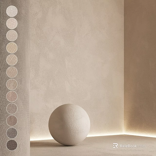 Beige Textured Wall Components With Round Sphere And Color Samples 3d model