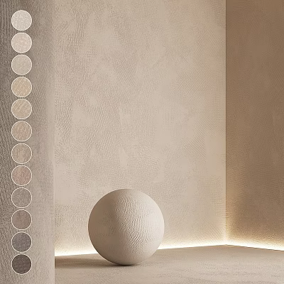 Beige Textured Wall Components With Round Sphere And Color Samples 3d model