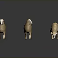 Three Sheep Standing On Dark Surface With Reflections 3d model