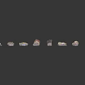 Natural Stone Collection Featuring Various Colors And Diverse Shapes On White Background