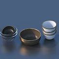 Household Bowls With Transparent Glass Golden And White Stacked Designs For Daily Use