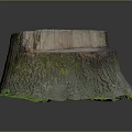 Natural Wooden Tree Stump With Rough Bark Texture And Smooth Top Surface 3d model