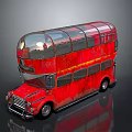 Red Vintage Double Decker Bus With Transparent Roof And Rusty Features 3d model