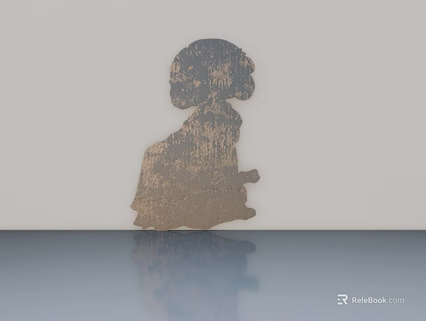 Modern Wooden Hinged Door With Silhouette Design And Light Background Interior 3d model