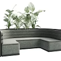 Card Seat Sofa Plants Tropical Plants Curved Sofa Backrest Sofa Multiplayer Sofa 3d model