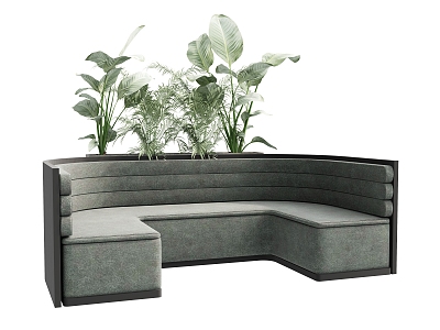 Card Seat Sofa Plants Tropical Plants Curved Sofa Backrest Sofa Multiplayer Sofa 3d model