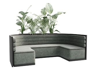 Card Seat Sofa Plants Tropical Plants Curved Sofa Backrest Sofa Multiplayer Sofa 3d model