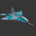 Blue Camouflage Fighter Jet Model With Detailed Structure And Reflective Display Surface