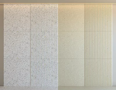 Modern Background Wall Design With Speckled Texture And Vertical Stripes In Neutral Tones 3d model