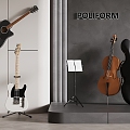 Modern Musical Instrument Electric Guitar Guitar Cello Music Rack 3d model