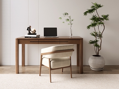 Modern desk and chair combination model