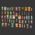 Variety of Colorful Snack Packages Arranged in Wall Display Design