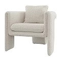 Beige Plush Fabric Accent Chair With Modern Design Comfortable Seat And Armrests