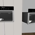 Kitchen Appliances Built-in Coffee Machines with Black Panels White Cabinets and White Cups Below
