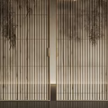Minotti Modern Interior Sliding Doors Featuring Bamboo Patterns And Vertical Stripes 3d model