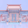 Commercial Equipment Featuring Blue Lion Sculpture Pink Circuit Base Gears And Rings
