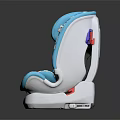 Blue And White Patterned Child Safety Seat With Comfortable Harness And Secure Design