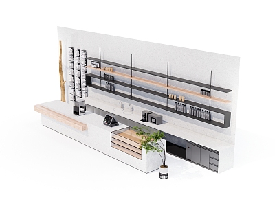 Modern cashier milk tea shop front desk 3d model