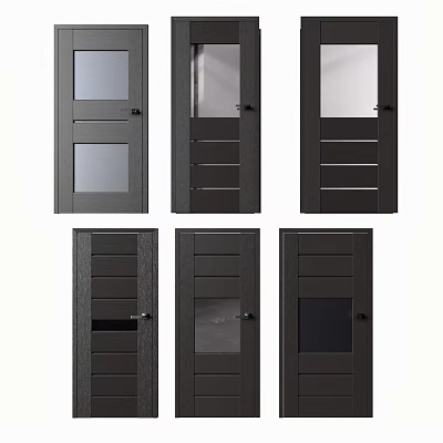 Stylish Hinged Doors With Glass Inserts And Panel Designs For Modern Home Use 3d model