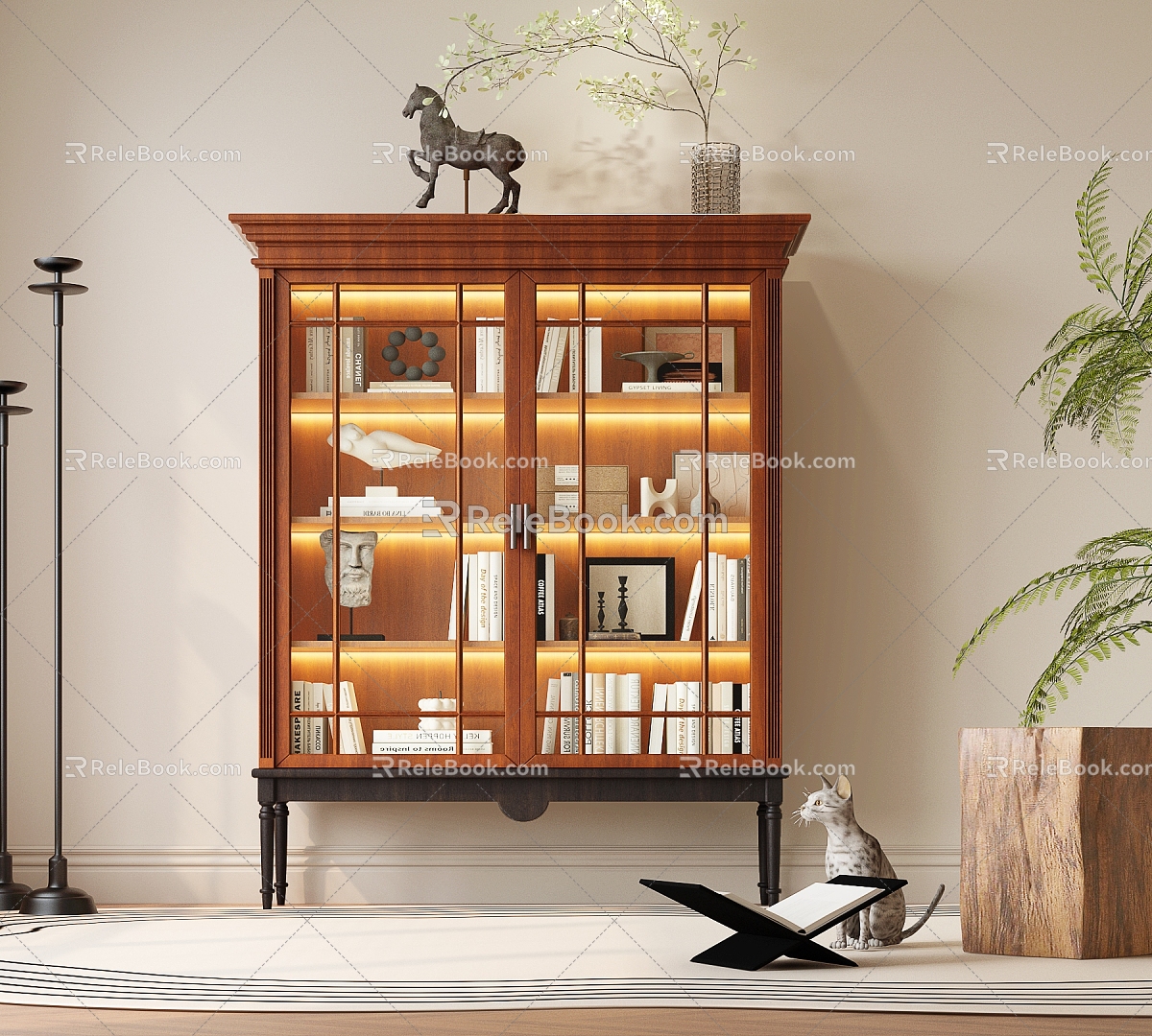 Middle Ancient Bookcase Middle Ancient Decorative Cabinet Middle Ancient Side Cabinet Middle Ancient Wine Cabinet 3d model