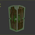Medieval Shield With Wooden Panels Stone Frame And Cross Decorative Pattern