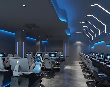 Modern Internet Cafe Technology Internet Cafe E-sports Entertainment Place Internet Cafe Away E-sports Chair Computer Desk and Chair 3d model