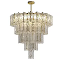 Elegant Modern Multi Tiered Chandelier With Transparent Glass Hanging Crystal Elements 3d model