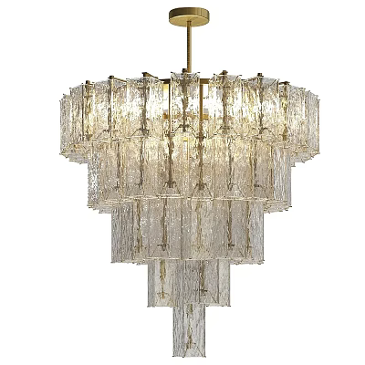 Elegant Modern Multi Tiered Chandelier With Transparent Glass Hanging Crystal Elements 3d model