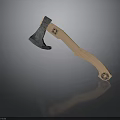 Black Head Wooden Handle Axe With Decorative Patterns As Hand Tool