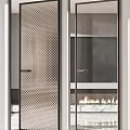Modern Interior Swing Door Design With Glass Panel And Black Frame 3d model