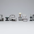 Contemporary Single Sofa Arrangement with Modern Side Tables Lamps and Decorative Vases