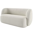 White Plush Sectional Sofa With Rounded Arms Soft Upholstery Modern Design 3d model