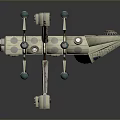 Futuristic Sci-Fi Spaceship With Mechanical Arms Blue Spherical Components And Detailed Structure