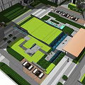 Modern High Rise Residential Complex Design With Green Spaces And Roads Layout