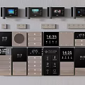 Various Modern Switch Panels With Digital Time Display Button Controls And Sockets