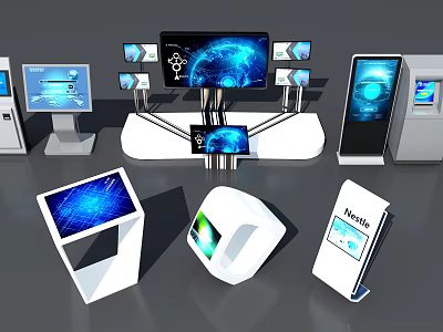 Smart Public Facilities With Interactive Digital Screens And Touchscreen Kiosks 3d model