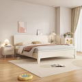 Modern Bedroom Interior Design With White Bed Nightstand Lamp Wall Art Curtains And Rug