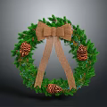 Garden Landscape Decorative Wreath Featuring Green Pine Branches Burlap Bow Pine Cones And Blue Accents