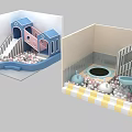 Kids Play Equipment With Ball Pit Slide Colorful Balls And Small House Structure