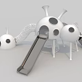 Modern Playground Equipment with White Structure Slide Net and Holes 3d model