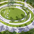 circular green space landscape annular construction 3d model