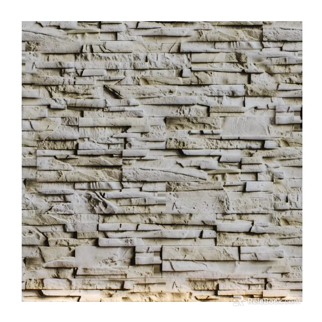 Natural Stone Wall Surface With Rustic Textured Design And Stacked Decorative Stones 3d model