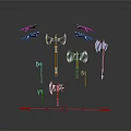 Various Types Of Weapons Collection Including Axes Hammers Swords And Chains