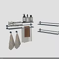 Bathroom Hardware Tools Including Wall Mounted Towel Racks Shelf With Towels And Toiletries