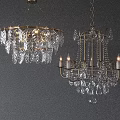 Elegant Crystal Chandeliers With Leaf Shaped Crystals And Candle Holders Design