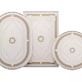 Classic Circular Rugs Featuring Intricate Central Pattern White Background And Beige Decorative Border 3d model
