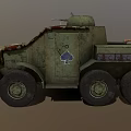 Vintage Military Armored Truck With Machine Gun Spade Logo And Camouflage Paint