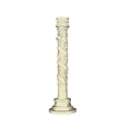 Intricately Carved Wooden Column With Ornate Patterns And Sculptural Details