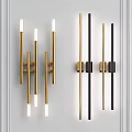 Elegant Modern Gold and Black Linear Wall Sconces with Contemporary Design 3d model