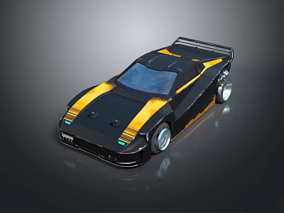 Black and Yellow Sports Car With Sleek Design Rear Spoiler and Modern Aerodynamic Styling 3d model
